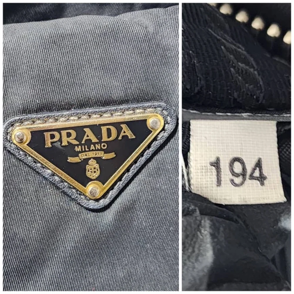 Authentic PRADA Tessuto Nylon And Leather Bauletto Bag Black